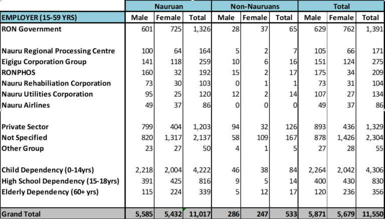 Nauru Population and Housing Census 2019, Mini-Census 2019